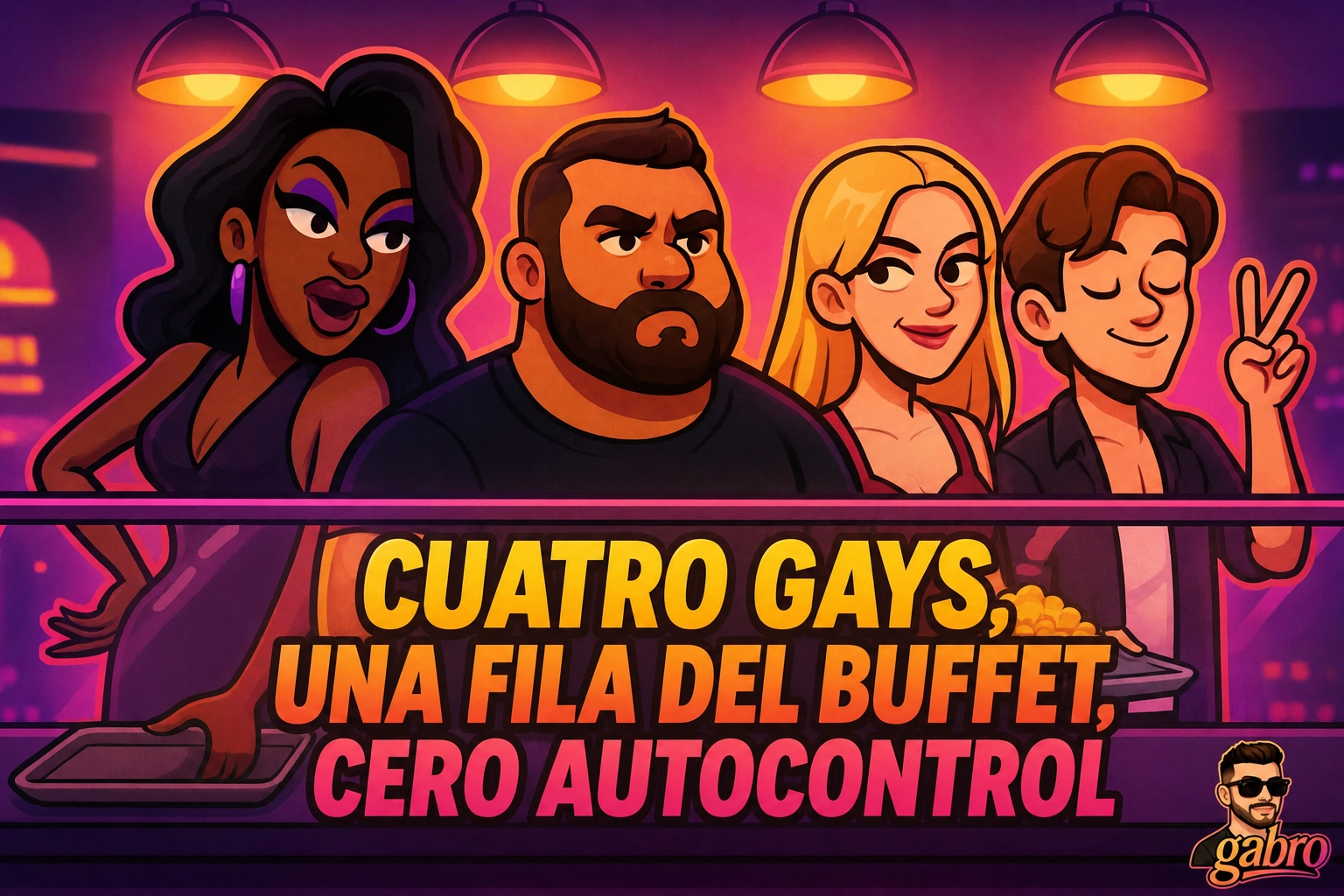 Cuatro Gays, Una Fila del Buffet, Cero Autocontrol