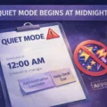 Official-looking “Quiet Mode Begins at Midnight” graphic with a clipboard showing a midnight review notice, sticky notes labeled “Administrative Lavender” and “Help-Desk Oat,” a warning icon, and a muted symbol on a purple-blue gradient background, with a small gabro logo in the bottom right.